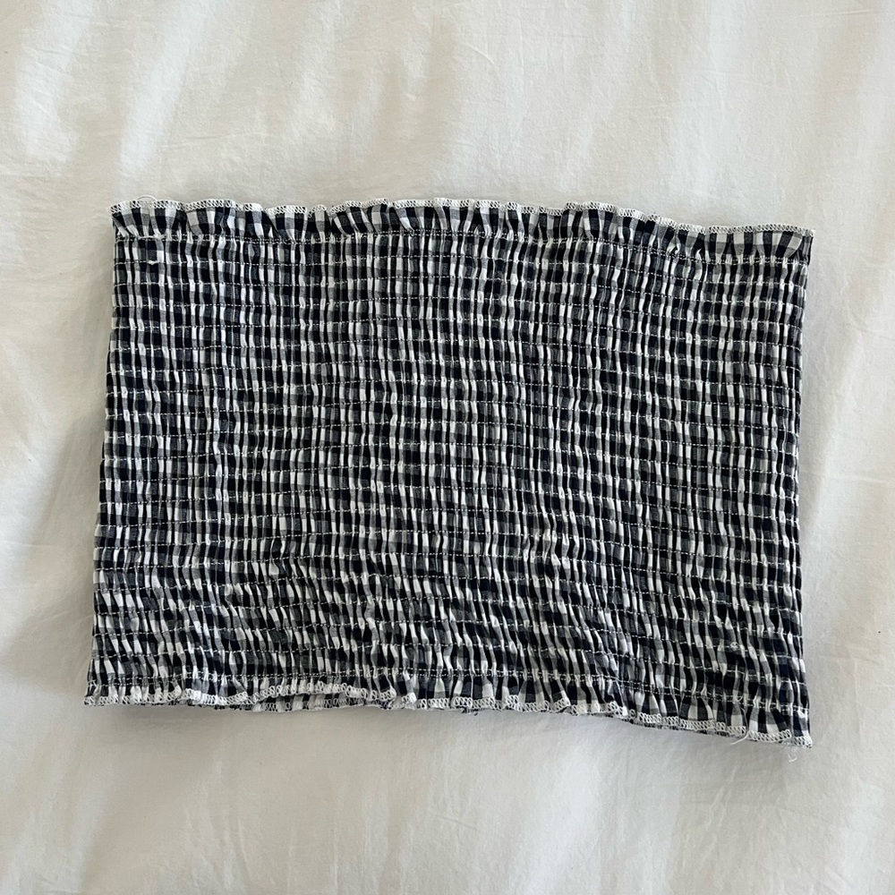 Ruby and Jenna Black and White ruched crop top